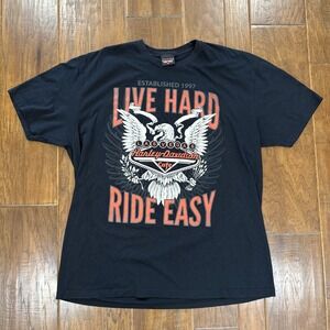 Harley Davidson Cafe Las Vegas Men's XXL Black Eagle Motorcycle Biker Ride Easy